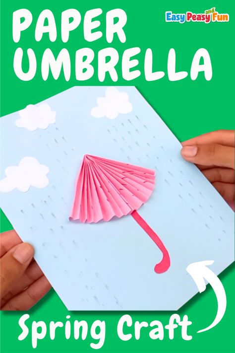 Bring creativity to spring crafts and activities for kids with our Fan Folded Paper Umbrella Craft! Perfect for little hands, this paper craft is an easy rainy-day craft for kids! Let your child's imagination bloom as they create their colorful umbrellas! Rainy Season Craft For Kids, Paper Folding Crafts For Kids, Rainy Day Crafts For Kids, Paper Umbrella Craft, Crab Crafts, Umbrella Craft, Mummy Crafts, Rainy Day Activity, Paper Folding Crafts