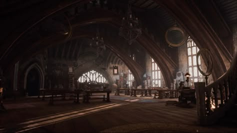 Hogwarts Founders Aesthetic, Hogwarts Legacy Interior, Hogwarts Legacy Castle Interior, Hogwarts Legacy Visuals, Dnd Classroom, Hogwarts Legacy Castle, Hogwarts Legacy Aesthetic, Gryffindor Dorm, Hp Visuals