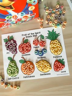 Fruit of the Spirit Fruit Loop Snack Mat Activity English AND Spanish Digital Download for Church or Home - Etsy Fruit Art For Preschool, Fruit Of The Spirit Puzzle, Fruit Activity For Toddlers, Joy Fruit Of The Spirit Activity, Fruit Toddler Activities, Sunday School Activities For Toddlers, Fruit Of The Spirit Craft Preschool, Church Nursery Ideas Activities, Fruits Of The Spirit Lessons For Kids