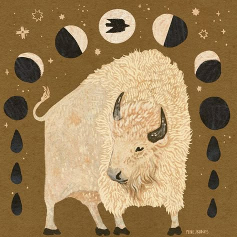 PineBones ◑ ◉ ◐ 𝑭𝒆𝒓𝒂𝒍 𝑨𝒓𝒕𝒊𝒔𝒕 on Instagram: "🦬🌒✨💧finished this big ol fluffy white bison friend last night. Don’t you just want to give him a hug? + I took a drive up to the mountains to have some alone time and just hike without melting in the desert sun. + But the wether had other plans, we ended up getting some very much needed rain which is always a real treat 💖🌱💧 + Anyway I ended up being decently productive instead 🦬 + + + #bision #buffalo #whitebuffalo #procreateillustrat White Bison, Bison Art, Woodland Animal Art, Card Stock Paper, Desert Sun, To The Mountains, Alone Time, In The Desert, Animal Illustration