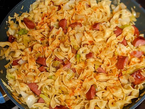 Pork Cabbage, Kielbasa And Cabbage, 72 Hour Kits, Fried Cabbage, Kielbasa, Easy Lunch, Match Made In Heaven, Pork Sausage, Egg Noodles