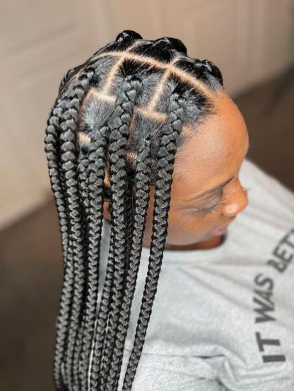 Traditionally Uniform large box braids Scanty Braids, Box Braids Women, Traditional Box Braids, Funky Hair Styles, Box Braids For Kids, Beautiful Braided Hairstyles, Kids Box Braids, Large Box Braids, Braiding Techniques