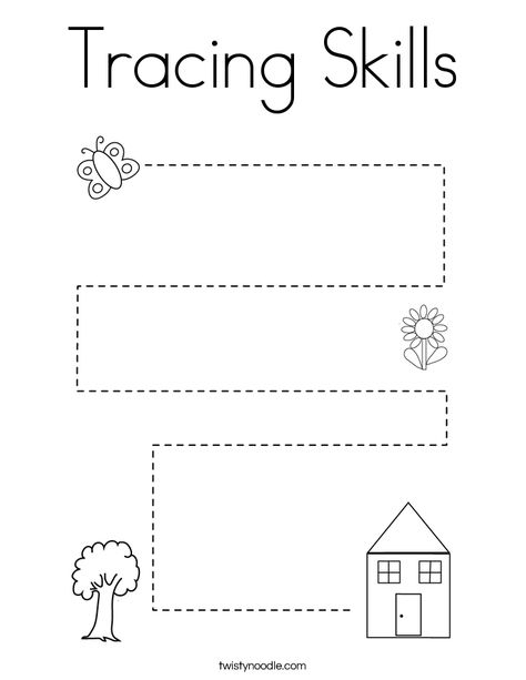 Tracing Skills Coloring Page - Twisty Noodle Worksheet For 3yrs Old, Worksheets For 3 Yrs Old, Pre Writing Tracing, Tracing Preschool, Prewriting Worksheets, Line Tracing Worksheets, Pre Writing Practice, Line Tracing, Tracing Worksheets Free