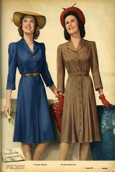 The elegance of the time was absolutely stunning. Women 1940s, 40s Mode, 1940s Costume, 40s Outfits, 1940s Women, Fashion 1940s, Shirtwaist Dress, Vintage Inspired Fashion, 40s Fashion