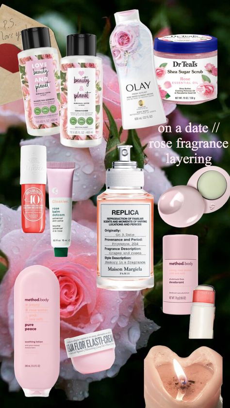 Scent Combos Hygiene Rose, How To Smell Like Peonies, Rose Smell Combo, Smell Like Flowers Products, Scent Combos Rose, How To Smell Like Roses Products, Rose Smelling Perfume, Floral Scent Aesthetic, Floral Shower Routine