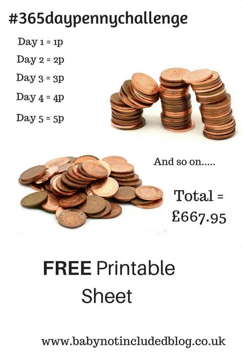 365 Day Penny Challenge - A great way to save some money every day. Grab my FREE downloadable PDF saving tracker #moneysaving #365pennychallenge #babynotincluded Savings Challenge Ideas, 365 Day Penny Challenge, Penny Challenge, Saving Jar, Money Saving Jar, Challenge Ideas, Savings Jar, Christmas Download, Saving Challenge