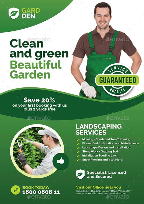 Landscaping and Lawn Care Flyer by ... Lawn Care Flyers, Sod Installation, Lawn Care Business, Lawn Care Tips, Lawn Service, House Cleaning Services, Landscape Services, Cleaning Business, Landscaping Company