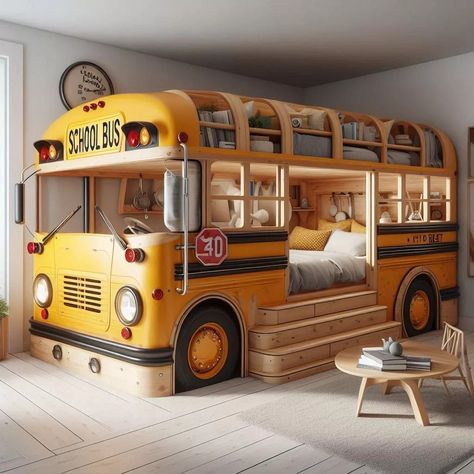 School Bus-Shaped Bunk Bed Educational Decor, Bottom Bunk, Anime Lock Screen Wallpapers, Bus Tickets, Study Areas, Cozy Reading Nook, Boys Bedrooms, Cozy Reading, Restful Sleep