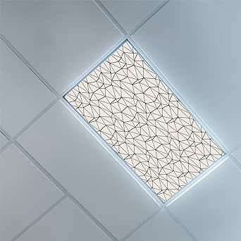 Lorougei Fluorescent Light Covers for Classroom Office-Geometric Pattern-Light Filters Ceiling LED Ceiling Light Covers-2ft x 4ft Drop Ceiling Fluorescent Decorative,Eggshell Dark Taupe Florescent Light Cover Ideas, Drop Ceiling Lighting Ideas, Fluorescent Light Covers Diy, Florescent Light Cover, Drop Ceiling Makeover, Flourescent Light, Fluorescent Light Covers, Lighting Makeover, Ceiling Light Covers