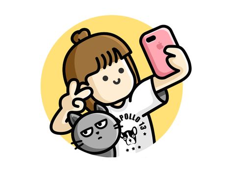 When you take a selfie with your cat by Harika Deng Photoshop Poster Design, Good Morning Hug, Bear Gif, Happy Marriage Anniversary, Cute Hug, Gif Background, Youtube Banner Backgrounds, Selfie Art, Korean Stickers