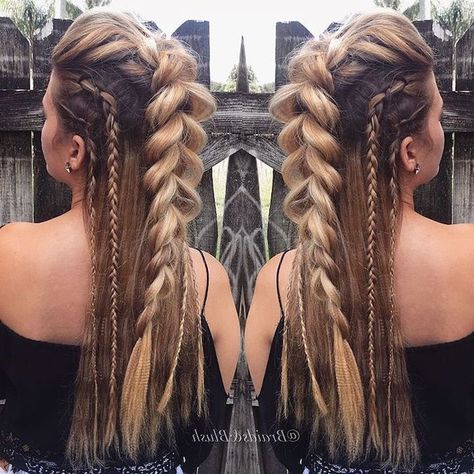 viking-braids-braided-hairstyles-for-black-women-brown-hair-blonde-highlights Viking Hair, Fishtail Braid, Penteado Cabelo Curto, Festival Hair, Long Braids, Box Braids Hairstyles, French Braid, Hair Dos, Pretty Hairstyles