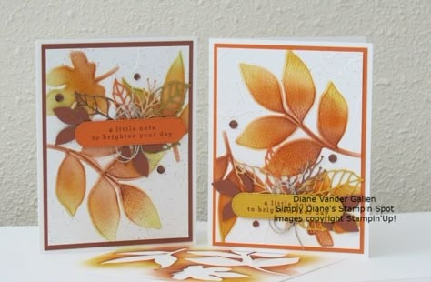 SU 2024 Changing leaves template for blending Changing Leaves Stampin Up Cards, Soft Seedlings, Leaves Template, Fall Cards Handmade, Fall Themes, Vintage Leaves, Autumn Cards, Leaf Cards, Fall Vintage