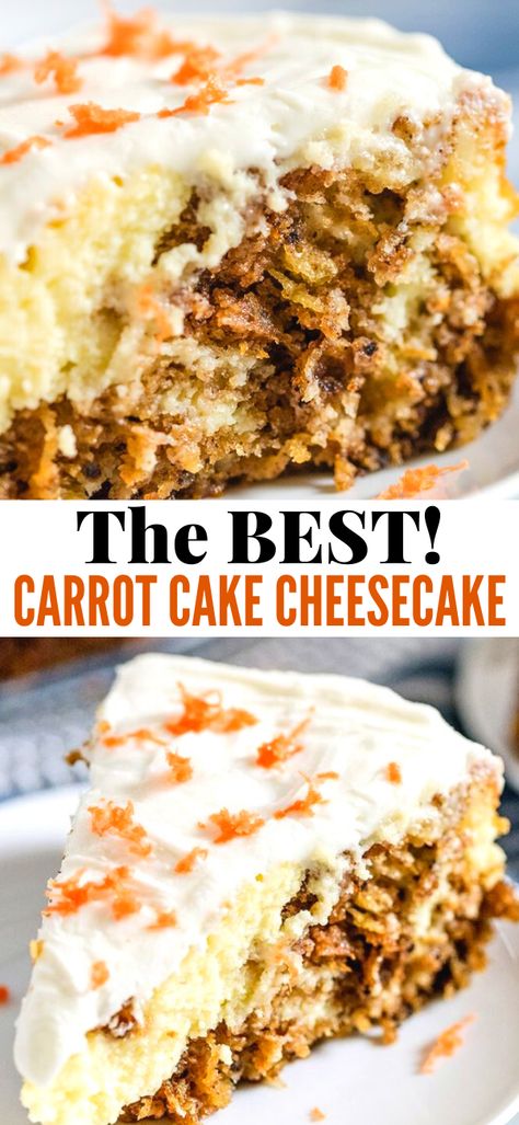 Carrot Cake Cheesecake Recipe, Carrot Cheesecake, Carrot Loaf, Cake Carrot, Carrot Cake Cheesecake, Easy Carrot Cake, Baked Carrots, Cake Cheesecake, Best Carrot Cake