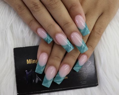 Blue Marble French Tip Nails, Marble French Tip Nails, Marble French Tip, Acrylic Nails French Tip, Acrylic Nails French, Nail Pics, Nails French Tip, Tip Nails, Nails French