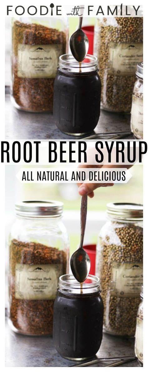 Make an honest to goodness delicious homemade root beer syrup that transforms into root beer soda pop with the simple addition of cold seltzer water. via @foodiewithfam Root Beer Syrup Recipe, Beer Syrup, Homemade Root Beer, Soda Stream Recipes, Root Beer Recipe, Homemade Rootbeer, Soda Syrup, Homemade Soda, Fermented Cabbage