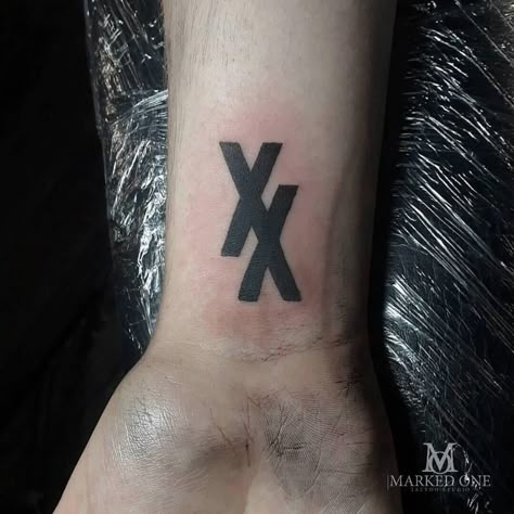 Double X Tattoo, Xx Tattoo, Mgk Tattoos, Dr Tattoo, Tattoo Font Styles, Letter Tattoo, X Tattoo, Omerta Tattoo, Tattoo For Son