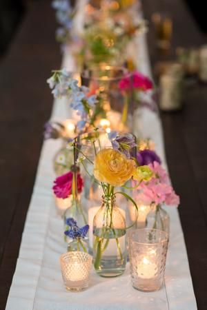 Unusual Wedding Decorations, Colorful May Wedding, Wildflower Rehearsal Dinner, Summer Garden Party Color Palette, Wild Flower Wedding Theme Ceremony Decor, Summer Floral Arrangements Wedding, Simple Wildflower Centerpieces, Whimsical Garden Wedding Centerpieces, Elegant Wildflower Wedding