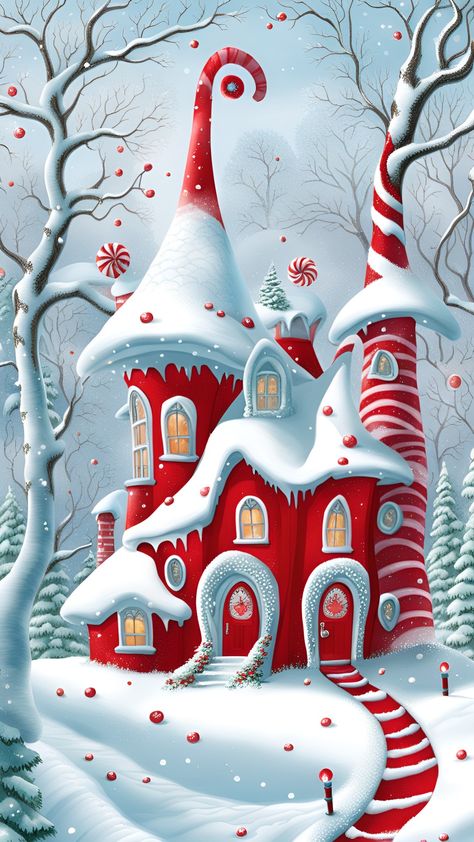 Merry Christmas Pictures, Christmas Diamonds, Christmas Scenery, Christmas Phone Wallpaper, Handmade Wall Decor, Red House, Christmas Scenes, Christmas Wall Art, Christmas Paintings