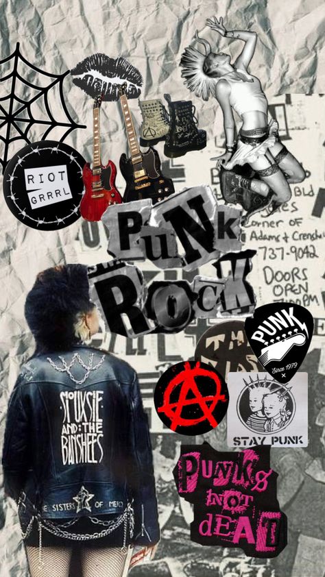 Dark Punk Outfits, British Punk Aesthetic, 2000s Pop Punk Aesthetic Wallpaper, Punk Fashion 70s, Punk Rock Music Aesthetic, Punk London, Punk Rock Collage Art, Punk Rock Aesthetic, Punk Collage