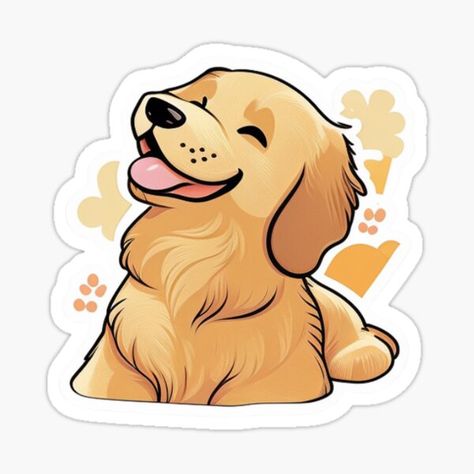 "Golden Retriever " Sticker for Sale by PugsStickers | Redbubble Golden Retriever Cartoon, Golden Retriever Illustration, Golden Retriever Drawing, Perros Golden Retriever, Dog Design Art, Cute Golden Retriever, Cute Dog Drawing, Golden Retriever Art, Puppy Art