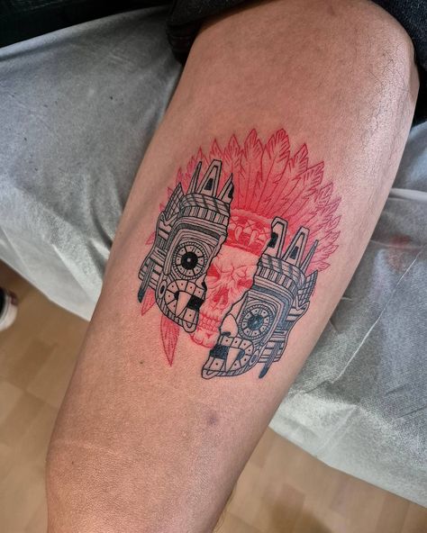 Aztec Tattoos Sleeve, Dm Tattoo, Rare Tattoos, Left Arm Tattoos, Mayan Tattoos, Aztec Tattoos, Mexican Tattoo, Aztec Tattoo Designs, Small Finger Tattoos