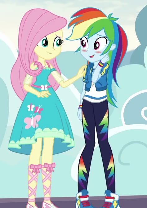 Fluttershy X Rainbow Dash, Rainbow Dash X Fluttershy, Rainbow Dash And Fluttershy, Equestria Girls Applejack, Fluttershy Rainbow Dash, Pony O, Mlp Ships, Funny Parrots, Equestrian Girls