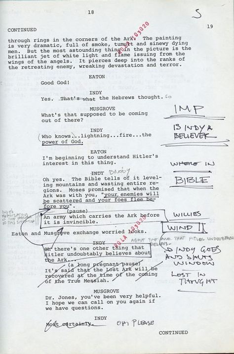 Hand-written notes by Harrison Ford Acting Scripts, Film Student, Screenplay Writing, Raiders Of The Lost Ark, Film Script, Lost Ark, Career Vision Board, Sixth Form, Movie Scripts