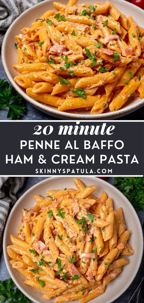 Creamy Ham Pasta, Italian Ham Recipes, Diced Ham Pasta Recipes, Cream Based Pasta Recipes, Ham And Swiss Baked Penne, Pasta Ham Recipes, Pasta Recipes With Ham, Pasta Ham, Ham Penne Pasta