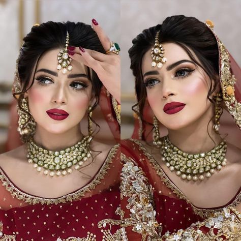 Barat Hairstyles, Pakistani Bridal Makeup Red, Latest Bridal Makeup, Pakistani Bridal Hairstyles, Bridal Makeup Videos, Perfect Brunette, Hair Smoothening, Bridal Hairstyle Indian Wedding, Bengali Bridal Makeup