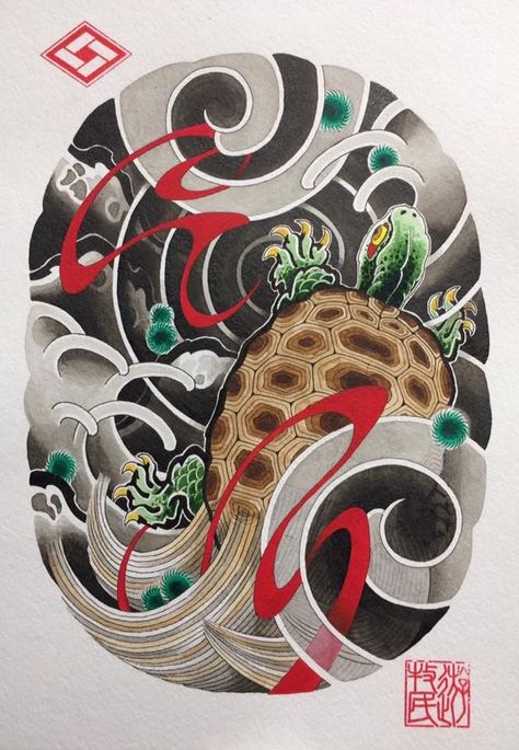 Tattoo Japanese Style, Dragon Sleeve, Turtle Tattoo Designs, Chinese Theme, Japan Tattoo Design, Sleeve Ideas, Traditional Tattoo Design, Turtle Tattoo, Japanese Sleeve