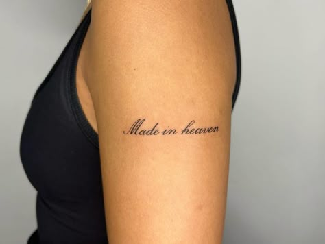 𝙲 𝚊 𝚖 𝚒 | We are all made in heaven 🩷!¡ tattoo for Ariana tysm for your trust 🎀🌷✨ #inkbycamii #tattoo #nyc | Instagram Heaven On Earth Tattoo, Made In Heaven Tattoo Lower Back, Heavenly Tattoo For Women, Heaven Sent Tattoo, Heavenly Tattoo, Made In Heaven Tattoo, In Heaven Tattoo, Trust Tattoo, Heaven Tattoo