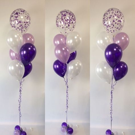 White And Purple Balloon Decoration, Purple Black White Birthday Decor, Purple And White Sweet 16 Ideas, Purple 60th Birthday Party Ideas, Purple And White Party Decorations, Purple Party Decorations Birthday, Purple And White Graduation Party Ideas, Purple Bday Decorations, Black And Purple Birthday Decor