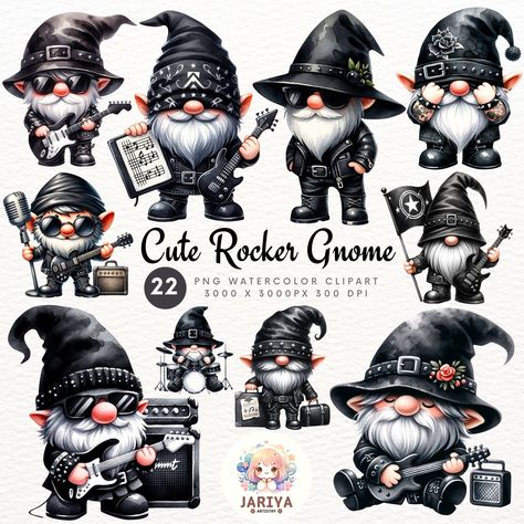 Gnome With Guitar, Black Gnome, Saint Patricks Day Art, Fun Watercolor, Fashionable Bags, Gnome Clipart, Craft Images, Creative Freedom, Fantasy Theme