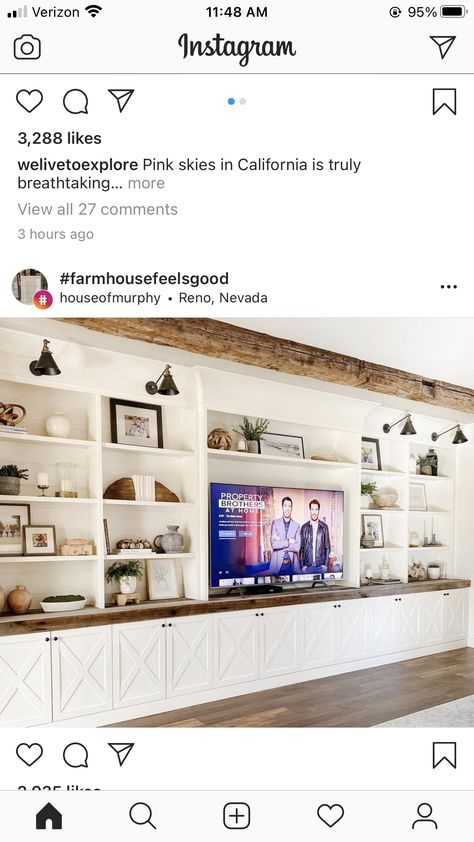 Tv Wall Units, Basement Decoration, Dream Basement, Built In Entertainment Center, Built In Shelves Living Room, Basement Remodel Diy, Living Room Wall Units, Living Room Built Ins, Living Room Entertainment Center