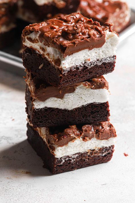 Marshmallow Brownies, Brown Eyed Baker, Brownie Bars, Crunch Bar, Brownie Toppings, Chocolate Marshmallows, Milk Shakes, Unsweetened Chocolate, Fool Proof Recipes