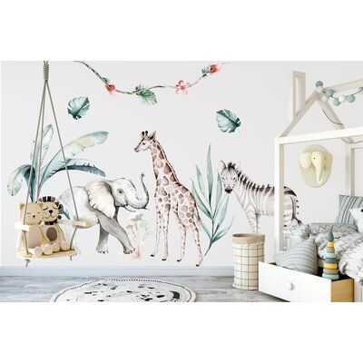 Harriet Bee Savanna Animals Wall Sticker | Wayfair.co.uk Safari Animal Wall Decals, Jungle Wall Stickers, Jungle Wall Mural, Cloud Wall Decal, Forest Animal Nursery, Monkey Wall, Nursery Stickers, Jungle Wall, Animal Mural