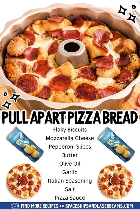 Pizza Type Recipes, Pizza Monkey Bread, Pull Apart Pizza, Pull Apart Pizza Bread, Pizza Bread Recipe, Bbq Pizza, Flaky Biscuits, Appetizers Easy Finger Food, Pizza Bites