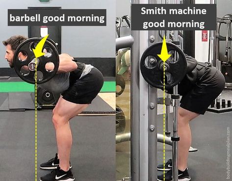 Smith Machine Good Morning vs Barbell Good Morning Good Morning On Smith Machine, Barbell Good Morning Exercise, Good Morning Smith Machine, Good Mornings Exercise Smith Machine, Smith Machine Good Morning, Good Morning Gym, Good Morning Exercise, Exercise Posture, Barbell Good Morning