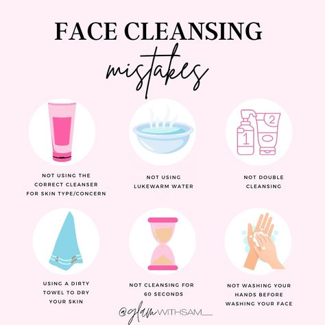 Cleansing mistakes you might be making 🙀 1. Use the appropriate cleanser for your skin type/concerns: make sure to identify your skin type (dry, oily, combination, etc). Your esthetician can help you with this 2. Not cleansing with lukewarm water: Too hot of water can irritate your skin/damage your skin barrier. Lukewarm water works best. 3. Double cleanse your skin to ensure your skin is actually clean and all dirt/makeup/sunscreen is removed 4. Pat face dry with a clean towel. Avoid ru... Cleanser For Combination Skin, Oily Skin Makeup, Dirt Makeup, Double Cleanse, Skin Washing, Best Sunscreens, Cleansing Face, Water Can, Skin Cleanser Products