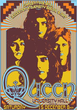 QUEEN Freddie Mercury  15 December 1973   Leicester  by tarlotoys, €35.00 Queen Concert, Vintage Concert Posters, Vintage Music Posters, Queen Poster, 15 December, Queen Freddie Mercury, John Deacon, Brian May, Rock N’roll