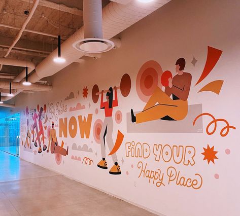 Office Graphics, Office Mural, Mural Art Design, School Murals, Warm Palette, Custom Murals, Mural Design, Environmental Design, Salt Lake City Utah