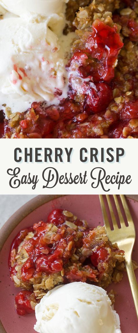 Life is sweet at Easy Cherry Crisp Recipe! Our cherry crisp is an easy and delicious dessert that's sure to impress. Serve it up for a special occasion or anytime you need a tasty treat. Cast Iron Skillet Cherry Pie, Cast Iron Skillet Dessert Recipes, Skillet Desserts Cast Iron, Cast Iron Desserts, Cast Iron Skillet Desserts, Easy Cherry Crisp, Cherry Crisp Recipe Easy, Skillet Dessert, Cherry Crisp Recipe