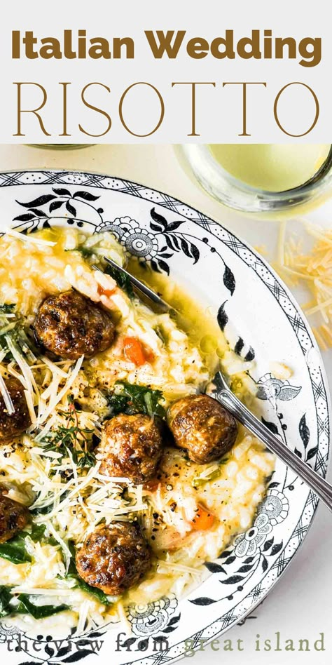 Risotto With Meatballs, Italian Wedding Risotto Food And Wine, Food And Wine Italian Wedding Risotto, Italian Wedding Soup Risotto, Fancy Risotto Recipes, Risotto And Meatballs, Truffle Rissoto Recipes, What Goes With Risotto, Meatballs And Risotto