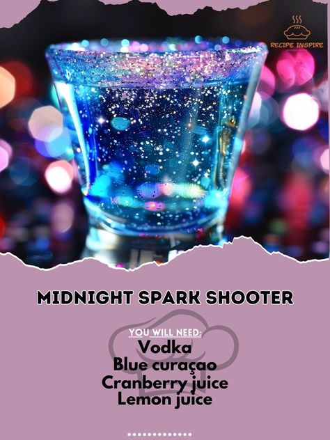 Sparkle Jello Shots, Glitter Shots Alcohol, Cool Alcoholic Drinks, Simple Shots, Fun Halloween Drinks, Sparkle Cocktail, Bartender Drinks Recipes, Halloween Party Drinks, Blue Drink