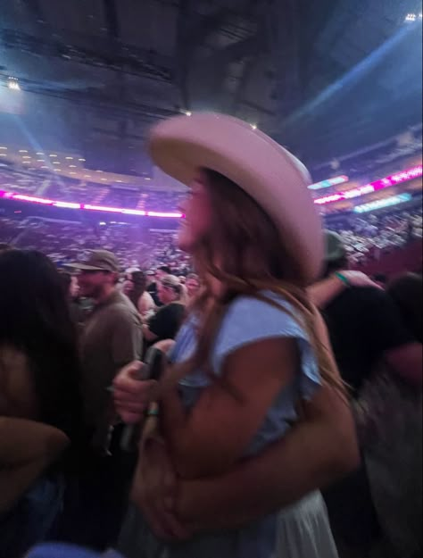 Cowboy hat concert zach bryan cowgirl best friends stage view singing country blue dress Country Girl Instagram, Zach Bryan Concert Aesthetic, Cowgirl Concert, Country Concert Photos, Country Concert Photo Ideas, Country Concert Instagram Pictures, Zach Bryan Concert Outfits, Country Concert Pics, Country Concert Outfit Jeans