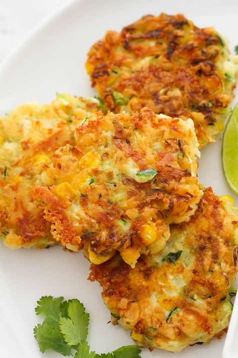 Zucchini And Corn Fritters Recipe, Zucchini Corn Fritters All Recipes, Weight Watchers Zucchini Fritters, Zucchini And Corn Recipes, Corn And Zucchini Fritters, Zucchini And Corn Fritters, Vegetarian Fritters, Zucchini Corn Fritters, Easy Weeknight Dinners Healthy