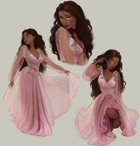 Plus Sized Characters Art, Black Princess Character Design, Black Princess Drawing, Female Noble Character Art, Brown Character Art, Isabella Madrigal Fanart, Encanto Oc Girl, Black Oc Girl, Fairytale Oc