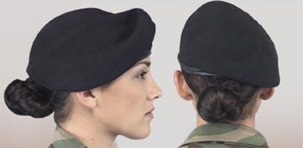 Proper wear of the Army Beret (ArmyStudyGuide.com) page 1 Beret Hairstyles, Army Beret, Military Beret, Black Beret, Army Cap, Female Soldier, Army Uniform, United States Army, The Army