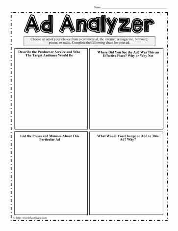 Ad Analyzer Visit www.advertisingteacher.com Make more sales with effective advertising. Grade 5 Health, Visual Literacy Activities, Grade 5 Literacy Activities, Media Literacy Activities, Media Literacy Lessons, Visual Literacy, Magazine Poster, Literacy Worksheets, Digital Citizenship