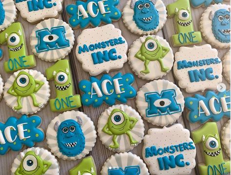 Monsters University Cookies, Monsters Inc Birthday Cookies, Monsters Inc Cookies Decorated, Monsters Inc Second Birthday, Monster Ink Party, Monsters Inc Cookies, Monsters Inc Cupcakes, Monsters Inc Birthday Party, Monster Inc Cakes